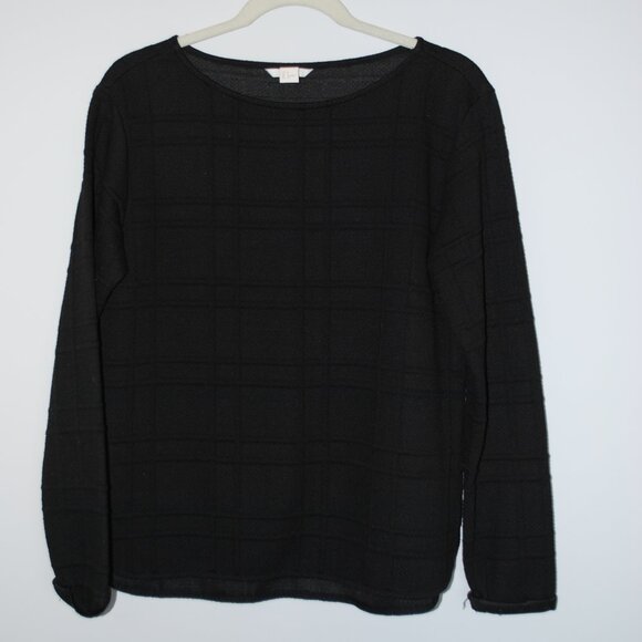 H&M Sweaters - H&M Black Textured Long Sleeve Top, Size S, Minimalist Stretch Blouse